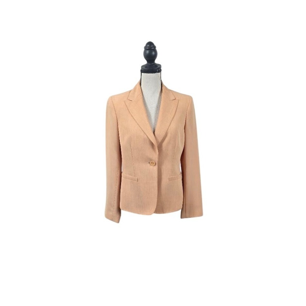 Anne Klein 2 VTG Suit Women Size 8 Peach‎ Single Button Blazer Flared Skirt Set